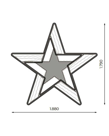 Figura LED Navideña Gran Estrella Dorada Doble Estructura 188x179 cm con Enchufe e Intermitencia