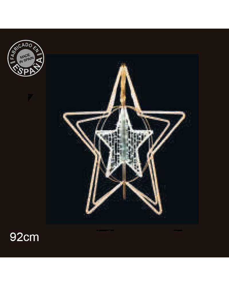 Estrella 3D luz calida y luz fria 92cm intermitente para arboles de 6-8 m