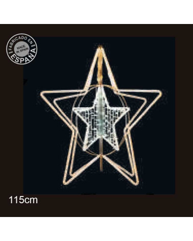 Estrella 3D luz calida y luz fria 115cm intermitente para conos de 10-14 m
