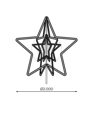 Estrella 3D luz calida y luz fria 200cm intermitente para conos de 16-20 m