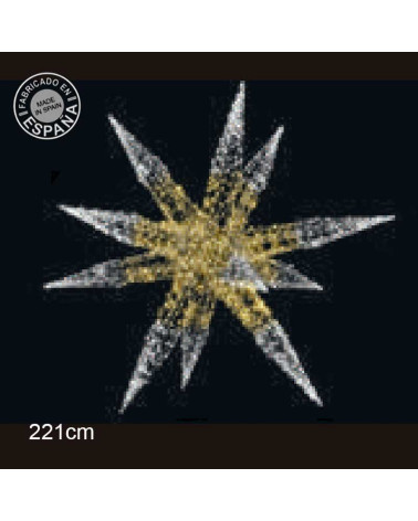 3D Polar Star LED Christmas Star 230x190 cm Gold Structure with Plug and Flashing
