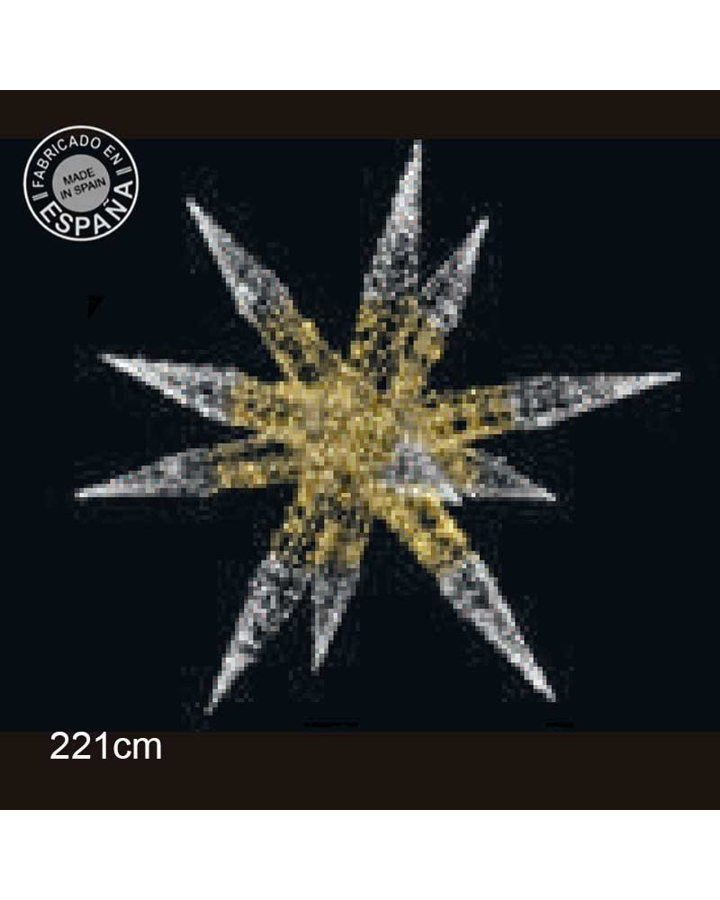 3D Polar Star LED Christmas Star 230x190 cm Gold Structure with Plug and Flashing