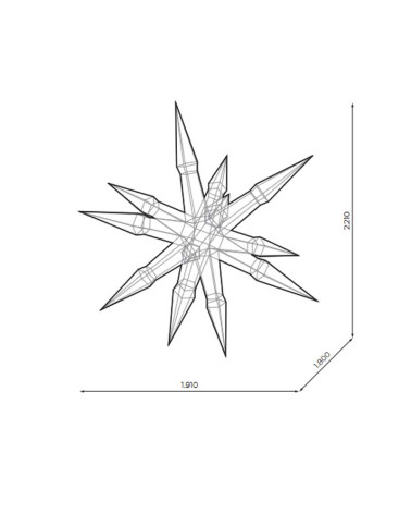 3D Polar Star LED Christmas Star 230x190 cm Gold Structure with Plug and Flashing