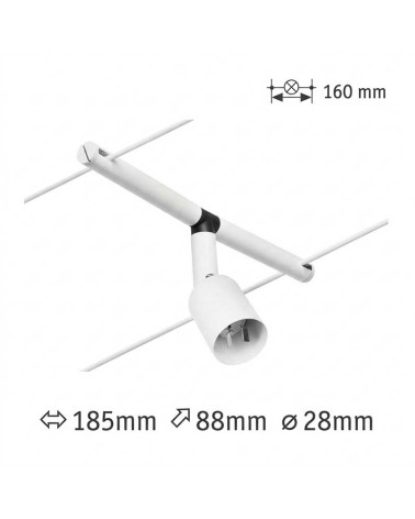 White or matt chrome spotlight GU5.3 max. LED 10W 12V for cable system