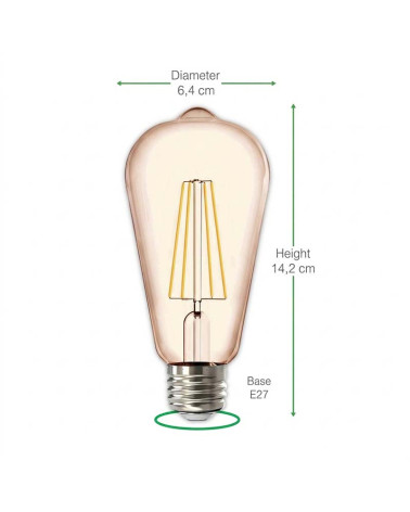 Bombilla Pebetero LED ámbar 8W E27 Luz cálida 2200K decorativa