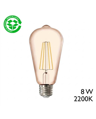 Bombilla Pebetero LED ámbar 8W E27 Luz cálida 2200K decorativa