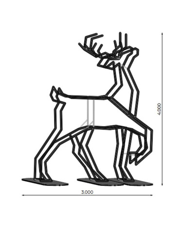  Giant 4m LED 3D Reindeer Figure with Golden Structure for Outdoor and Indoor Use