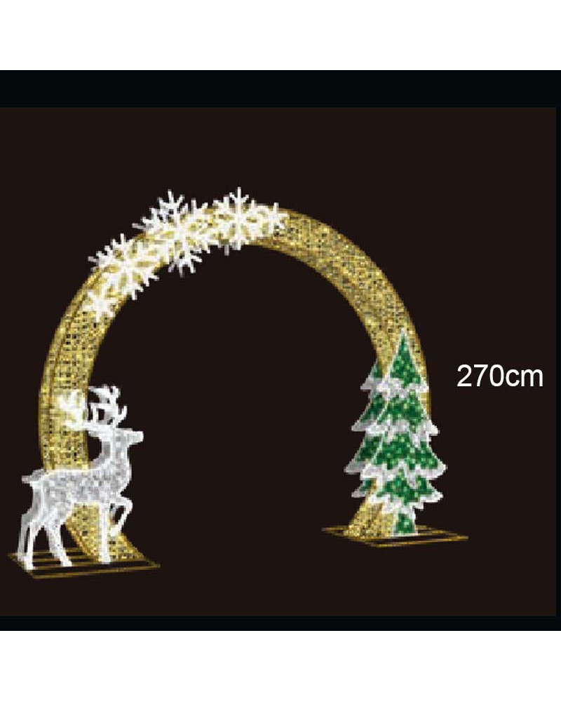 LED Christmas Figure Giant 3D Arch Frame 270x350 cm with Reindeer, Tree and Snowflakes