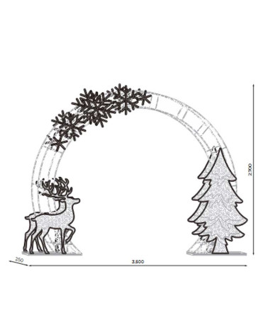 LED Christmas Figure Giant 3D Arch Frame 270x350 cm with Reindeer, Tree and Snowflakes