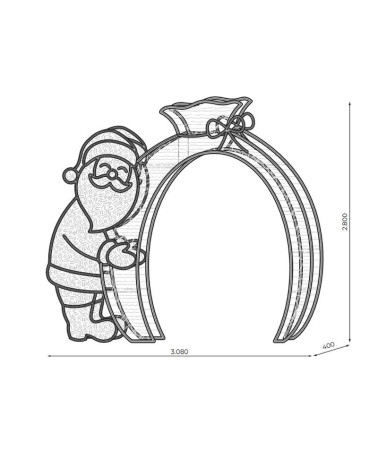 3D LED Christmas Figure Santa Claus Arch 280x308 cm with Gift Sack
