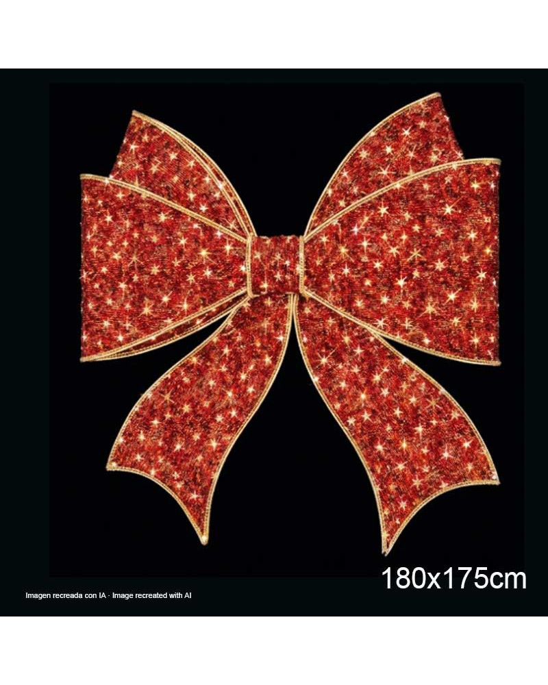 3D Giant Bow LED Christmas Figure 180x175 cm Red with Light Hose and Micro LED Garland