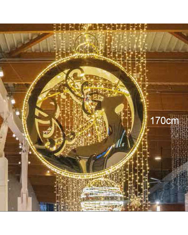 LED Christmas Figure 3D Christmas Ball Reindeer Hanging IP20 170x150 cm Gold Structure Indoor