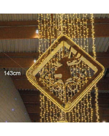 LED Christmas Figure Rhombus 3D Medallion Reindeer Hanging 143x143 cm Gold Structure Interior