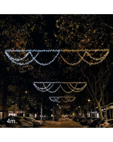 Flashing LED String Lights, Warm or Cool Light, 3 Pendants, 4m, Outdoor, IP65, White Cable