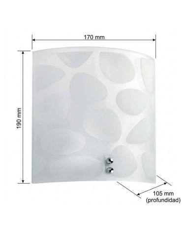 Rectangular opal glass wall light decorated with drops E27 60W 19x17 cm