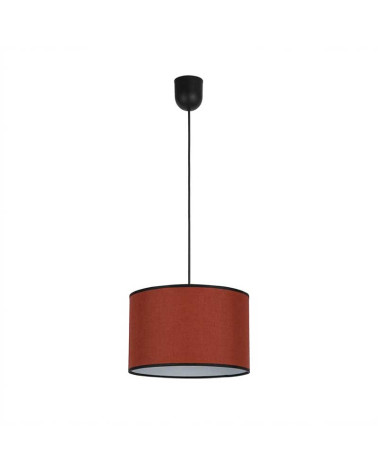 Cylindrical pendant lamp Ø28 cm E27 in terracotta red and black fabric