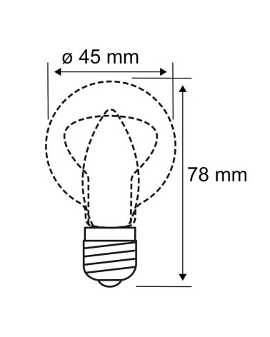 LED bulb, 45mm, filaments, E27, 2.5W and 2500K, in gold-finished glass