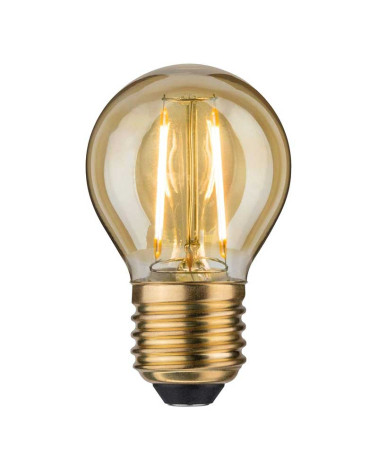 Bombilla LED Gota 45 mm filamentos E27 de 2.5 W y 2500 K en cristal acabado oro