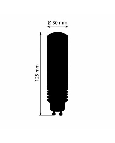 30mm GU10 5W 2700K LED tubular bulb in opal finish