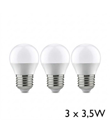Set of 3 E27 3.5W 2700K spherical LED bulbs in opal glass