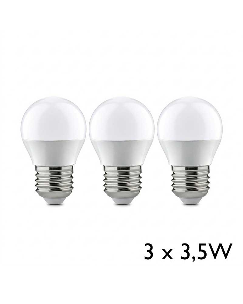Set of 3 E27 3.5W 2700K spherical LED bulbs in opal glass