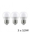 Set de 3 bombillas LED esféricas E27 de 3,5 W y 2700 K en cristal opalino