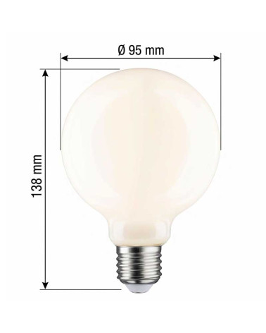 Bombilla LED globo 95mm E27 de 9 W y 2700 K regulable en vidrio opal