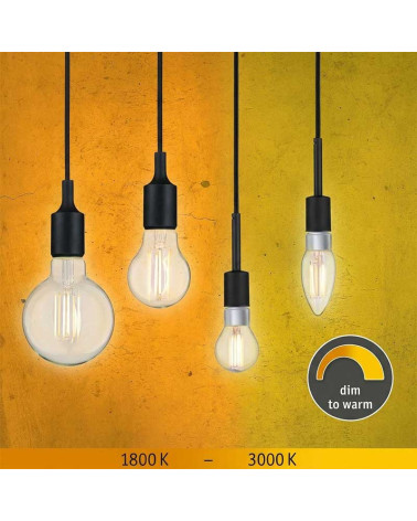 Bombilla LED estándar E27 de 7 W regulable de 1800 a 3000 K en cristal transparente con filamentos