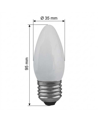 Bombilla vela incandescente E27 8 W regulable en cristal mate