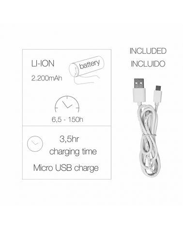 Lamp with touch sensor 13cm dimmable LED 1W 90 Lm. USB battery