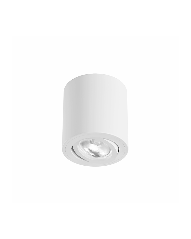 Ceiling cylinder spotlight 8cm Aluminum white colour GU10 Tilting 45º