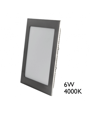 Mini downlight cuadrado marco gris LED empotrable 6W de 9x9cm