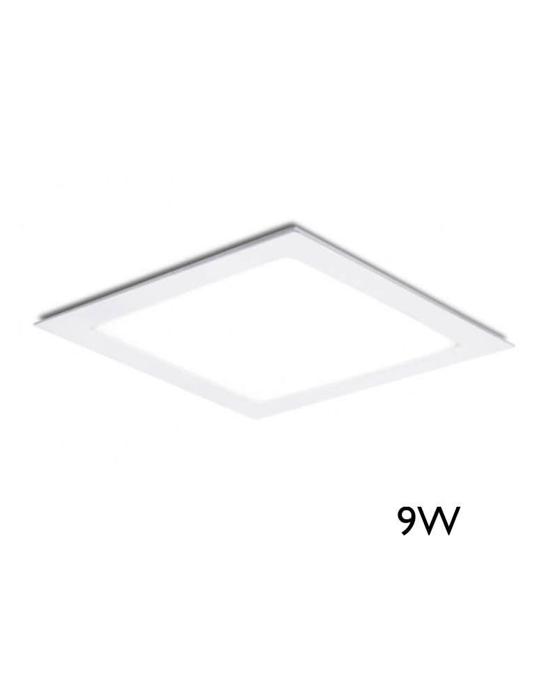 LED Mini square downlight white frame  recessed 9W 12x12cm