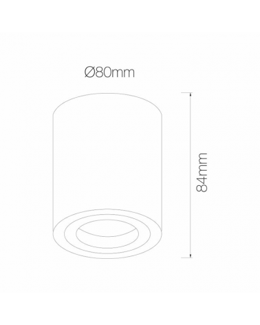 Ceiling cylinder spotlight 8cm Aluminum black colour GU10 45º tilting