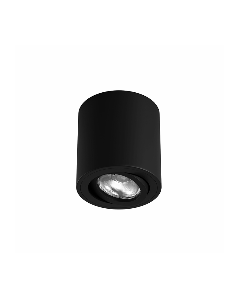 Ceiling cylinder spotlight 8cm Aluminum black colour GU10 45º tilting