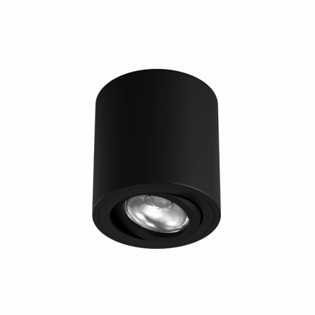 Ceiling cylinder spotlight 8cm Aluminum black colour GU10 45º tilting