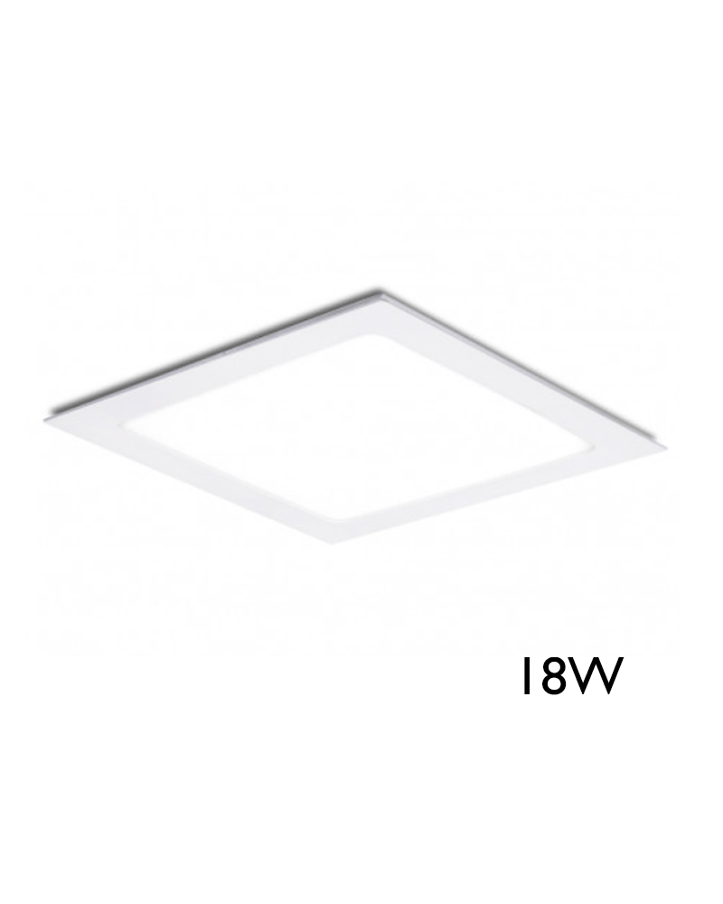 LED Mini downlight 22.5x22.5cm square white frame  recessed 18W