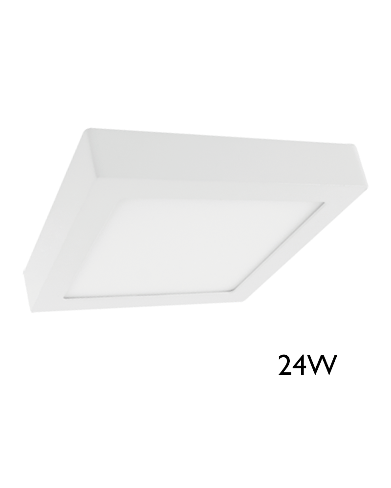 Downlight 30x30cm cuadrado de superficie marco blanco 24W LED