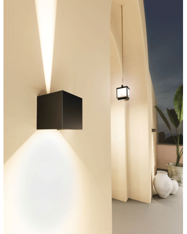 Aplique pared corten de exterior 10cm Luz superior e inferior LED 6,8W Aluminio