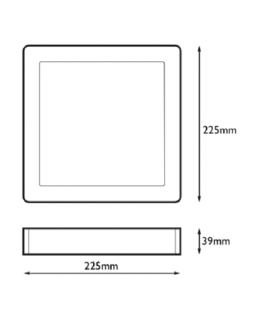 Downlight 22,5x22,5cm cuadrado de superficie marco blanco 18W LED