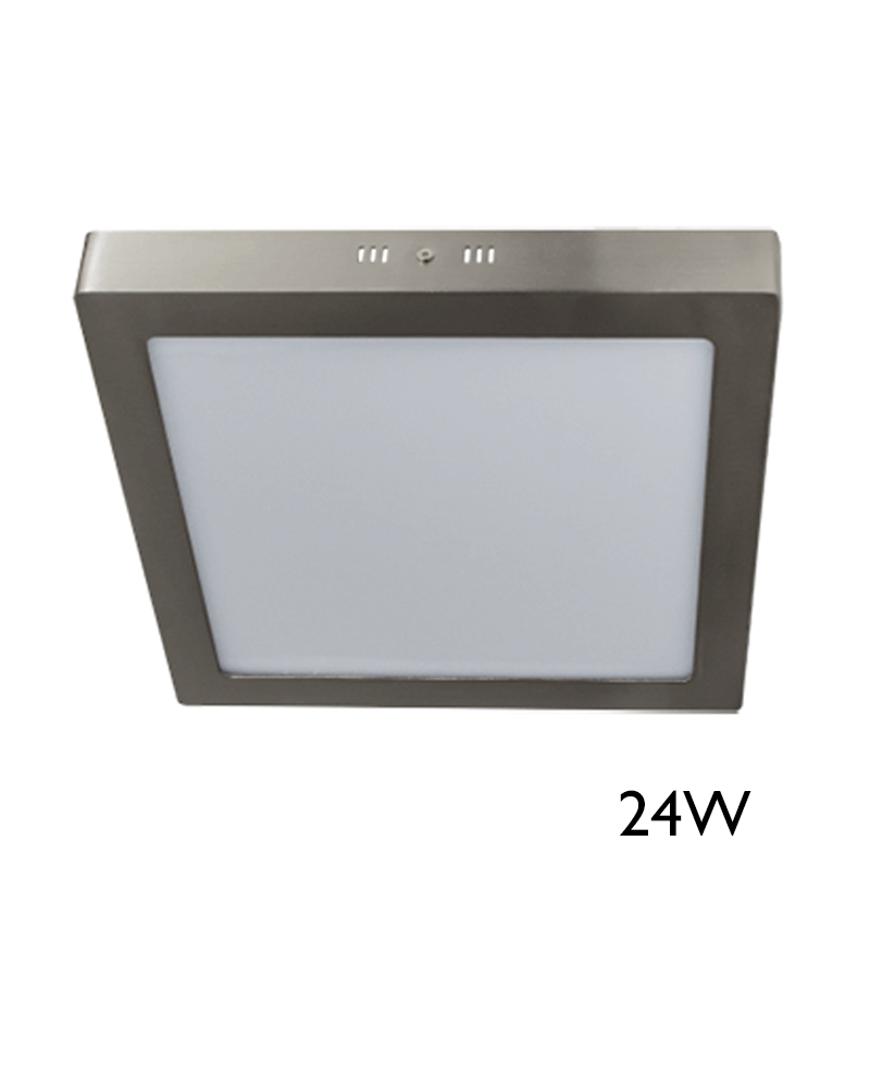 Downlight  30x30cm cuadrado de superficie marco gris 24W LED