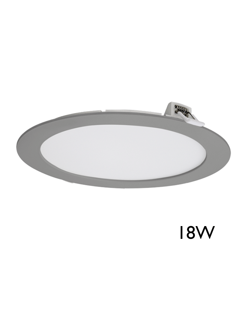 Downlight  empotrable extraplano 23cm color gris 18W LED