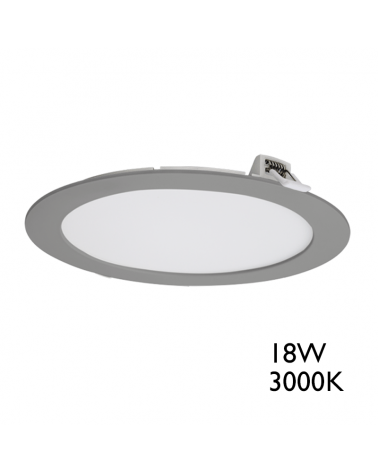 Downlight 23cm empotrable extraplano color gris 18W LED