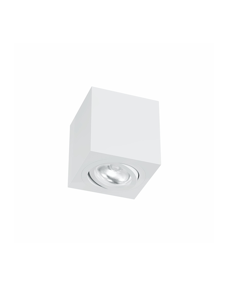 Cubic ceiling spotlight 8cm Aluminum white colour GU10 Tilting 45º