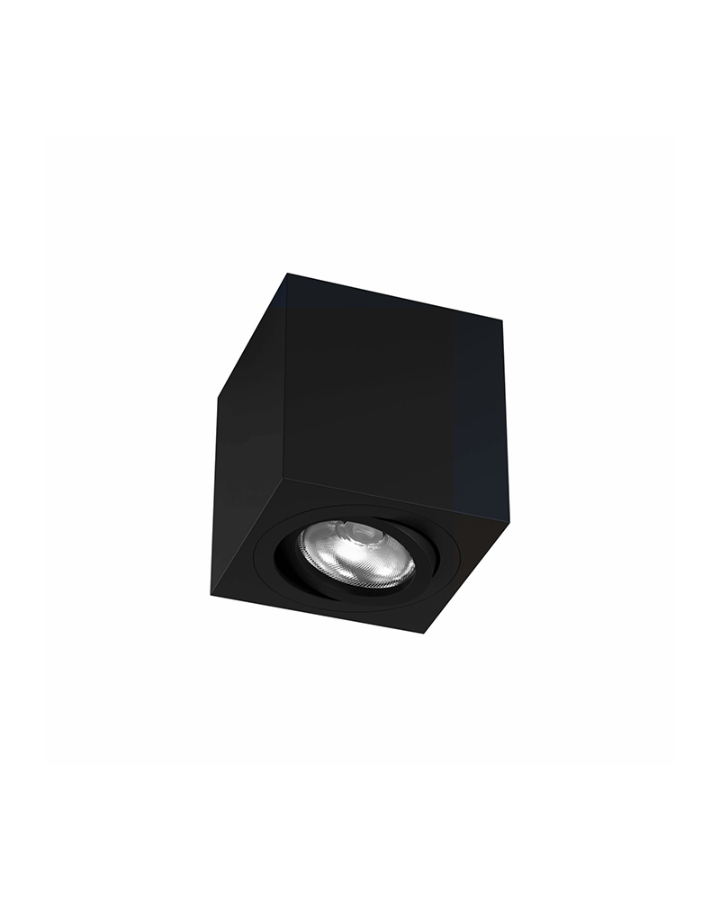 Cubic ceiling spotlight 8cm Aluminum black colour GU10 Tilting 45º