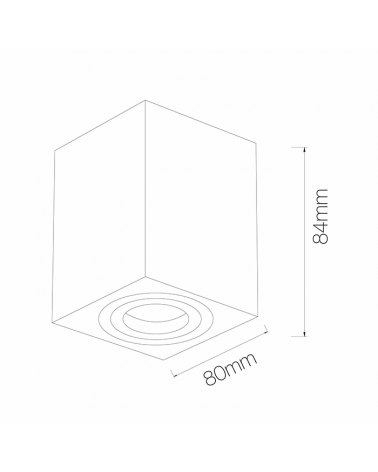 Cubic ceiling spotlight 8cm Aluminum black colour GU10 Tilting 45º