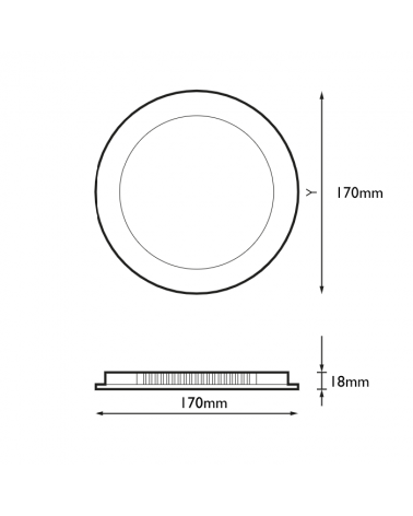 LED Downlight 17cm 12W recessed white frame