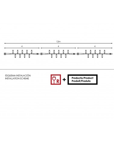 Guirnalda 12m y 180 LEDs azules cápsula mate, empalmable, IP65 apta para exterior