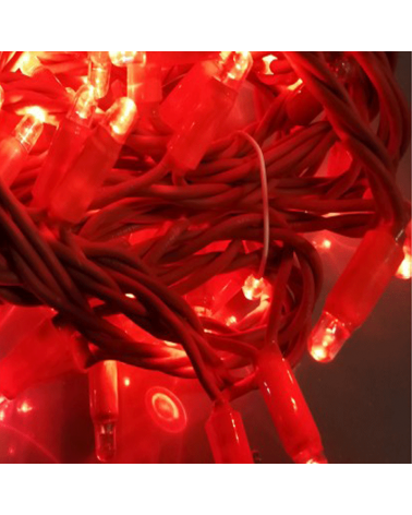 Guirnalda 12m y 180 LEDs roja cápsula mate, empalmable, IP65 apta para exterior