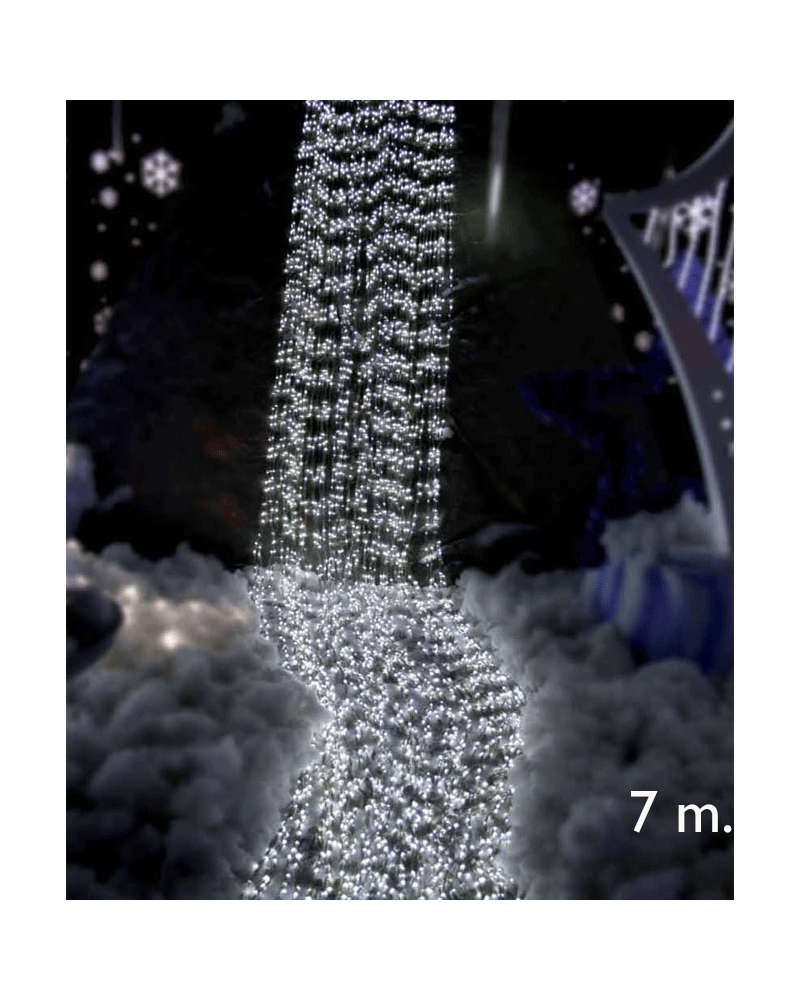 LED waterfall 7m with 960 ice white Leds 24V IP44 for outdoor use. 8 function controller included.